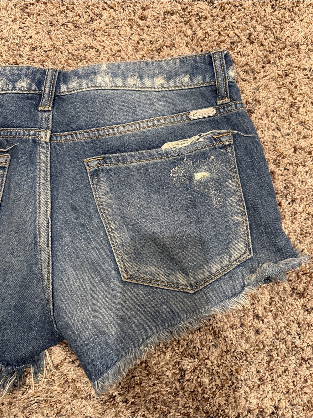 KanCan Blue Distressed Ripped Denim Shorts - Picture 5 of 6